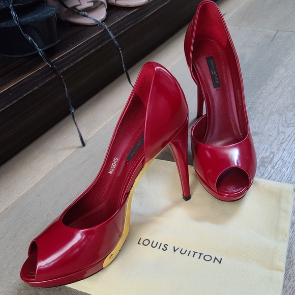 Louis Vuitton Shoes | Louis Vuitton Red And Gold High Heels | Poshmark